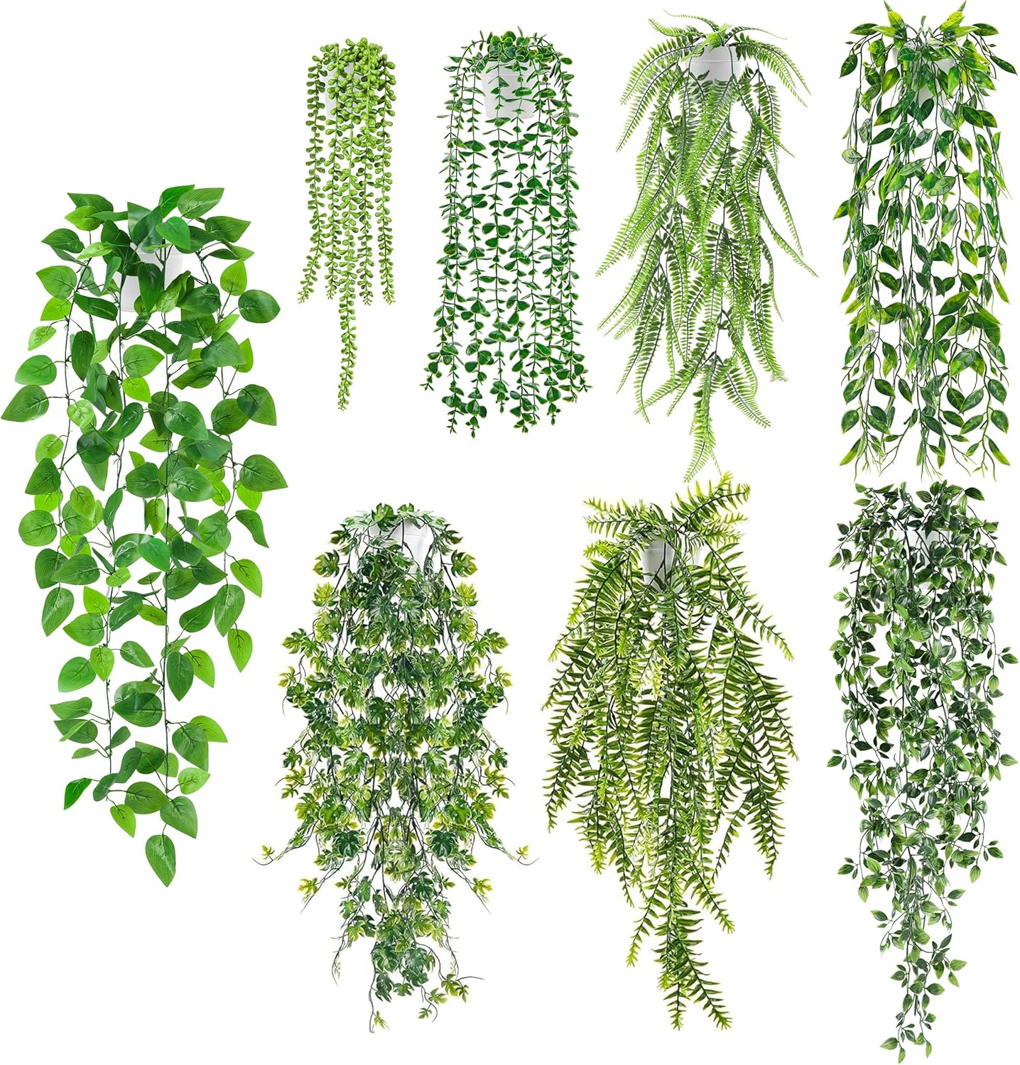 Der Rose 8Pcs Hanging Artificial Ivy & Fern Plants