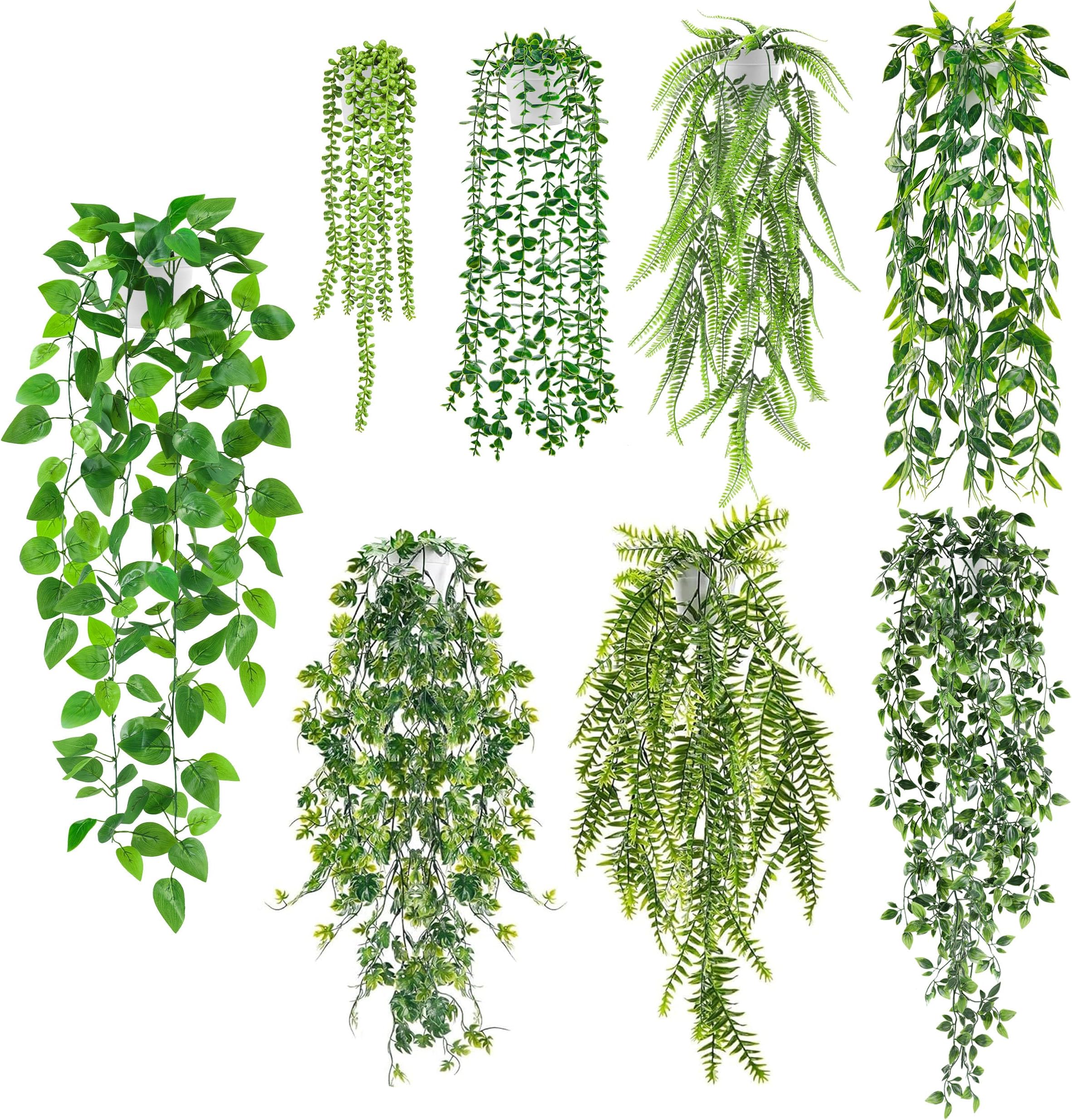 Der Rose 8Packs Hanging PLants Artificial Potted Plants