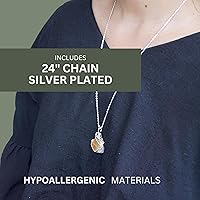 Vista 50 de NEW Designs by Nature Gems Handmade Fire Opal Necklace, October Birthstone Jewelry, With 24 Inch Silver Plated Chain, With a Gift Box, Handmade in