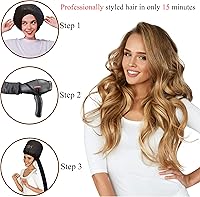 Vista 4 de Accesorio para secador de pelo con 10 rizadores de pelo de silicona, extra grande, ajustable, suave, con capucha y manguera extra larga para secar