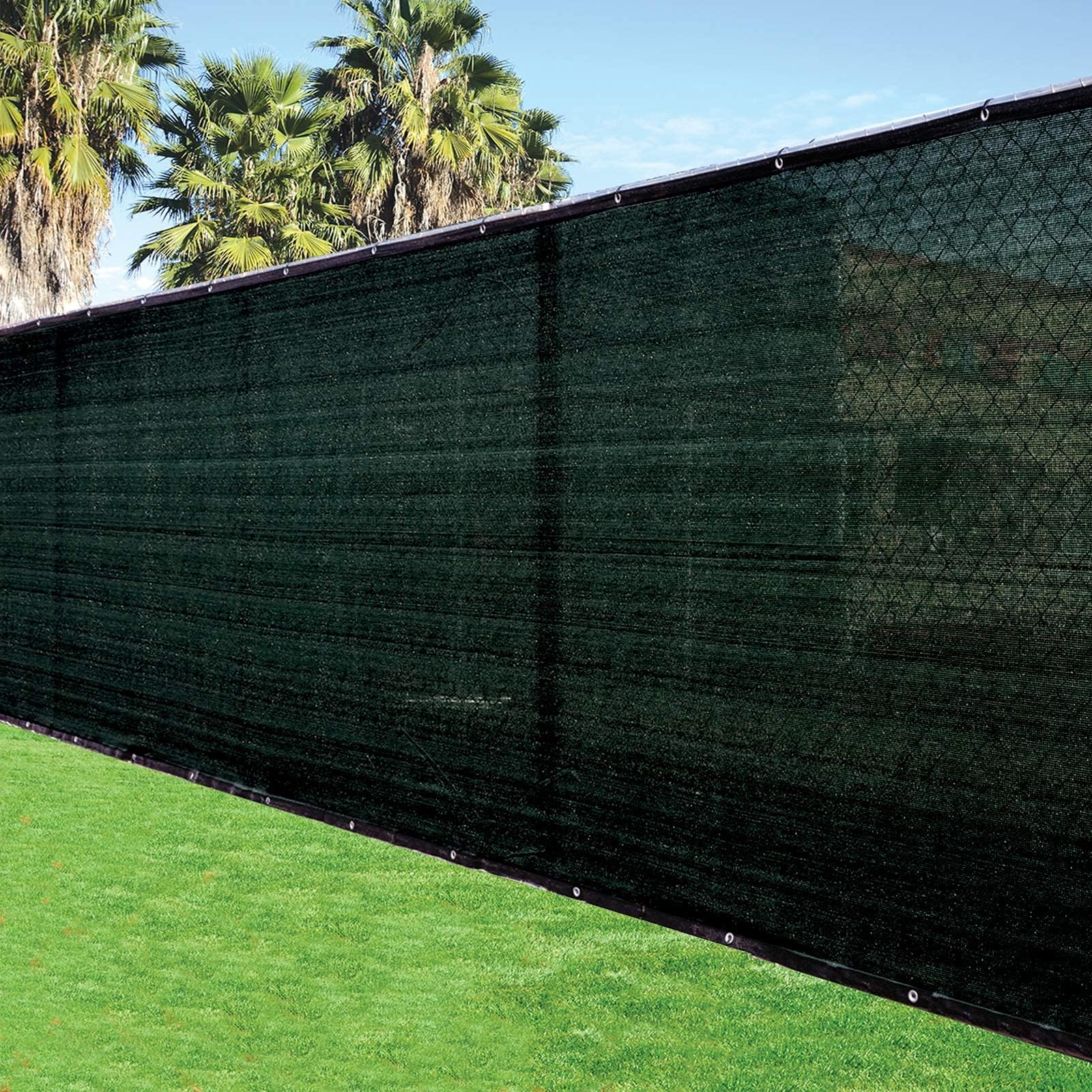 8'x50' 8ft Tall 3rd Gen Black Fence Privacy Screen Windscreen Shade Cover Mesh Fabric (Aluminum Grommets) Home, Court, or Construction