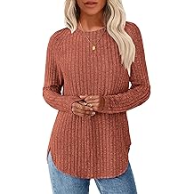 Long Sleeve Shirts for Women Crew Neck Tunic Tops Loose Fit Lightweight Pullover Sweaters Trendy 2025