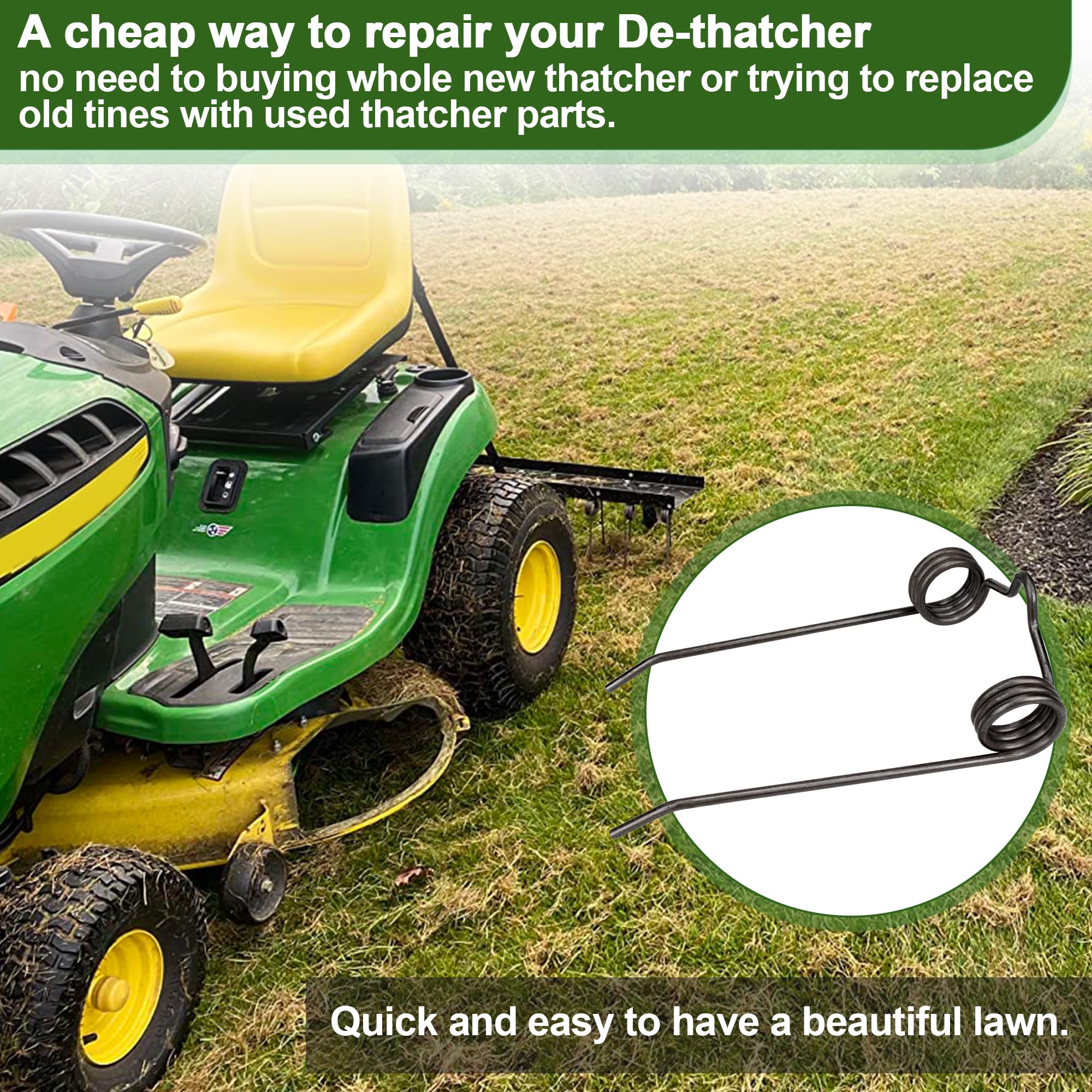 43783 Dethatcher Ersatzfederzinken für Agri-Fab Rasenentfeuchter, 8er-Pack Rasentraktor Dethatcher Aufsatz Dethatcher Zinken Ersatz Ersatzteile für Agri-Fab Craftsman De-Thatcher