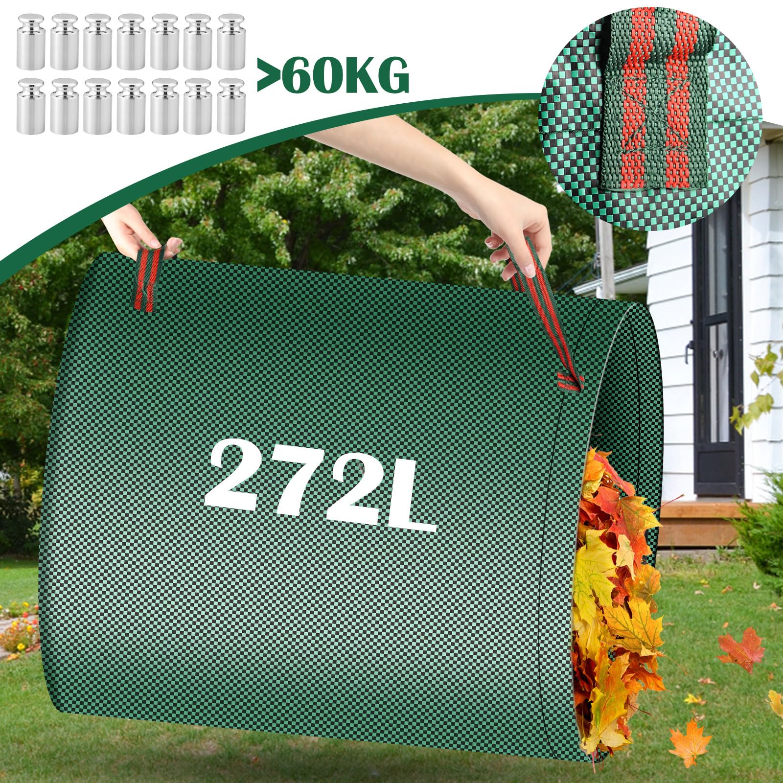 Sacs De Jardin 272L - Lot De 3 - Autoportants, Étanches, Pliables - Pour Feuilles, Herbe, Déchets Verts