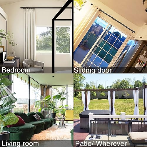 Miniatura 6 de Barras de cortina extralargas para ventanas de 28 a 144 pulgadas, barras de cortina resistentes de 1 pulgada con soportes ajustables, para