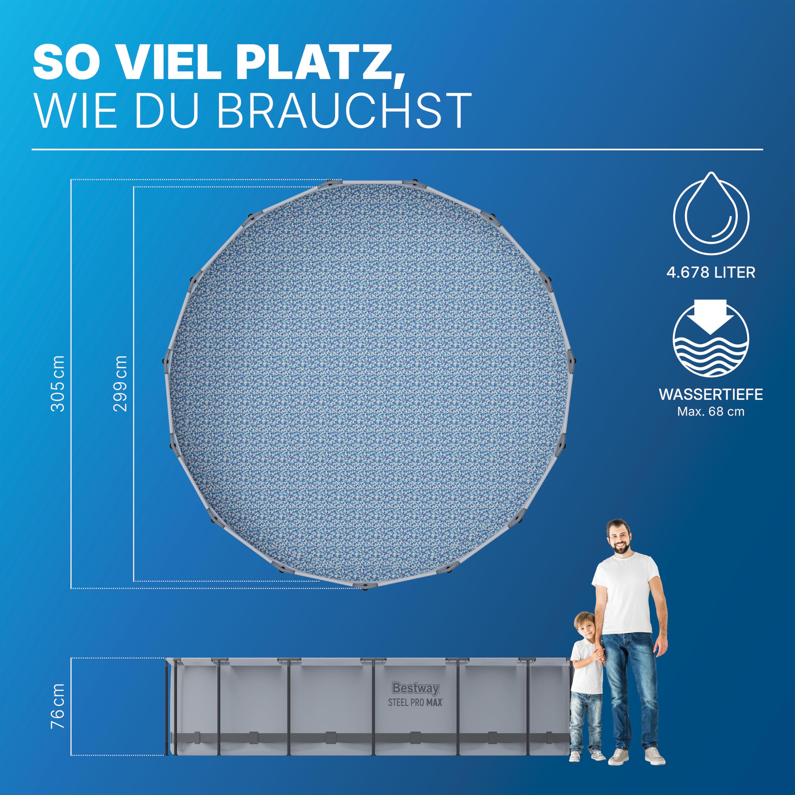 Bestway Steel Pro Max Frame Pool rund 305 x 76 cm