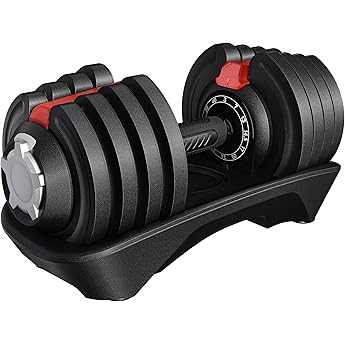 2 Pack Adjustable Dumbbells,4.5 to 53 LBS,15 in 1 Free Weight Dumbbell Set,Fast Adjust Weight with Anti-Slip Handle and Tray for Home Gym, Strength Training, and Weightlifting