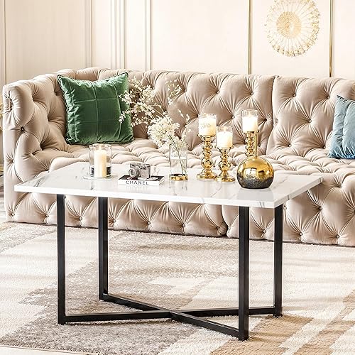 Miniatura 5 de Hooseng Juego de 3 mesas auxiliares y mesas auxiliares, moderno juego de mesa de sala de estar con marco de metal para apartamento, oficina en casa