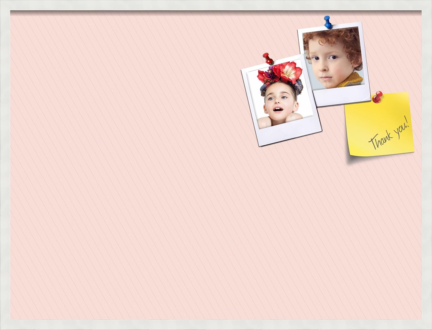 PinPix 40x30 inch Cork Bulletin Board. This Decorative Framed Pin Board Comes with Lux Stripes Grapefruit Design and Satin White Frame. Ideal for Home, Office Decor or School (PinPix-1670)