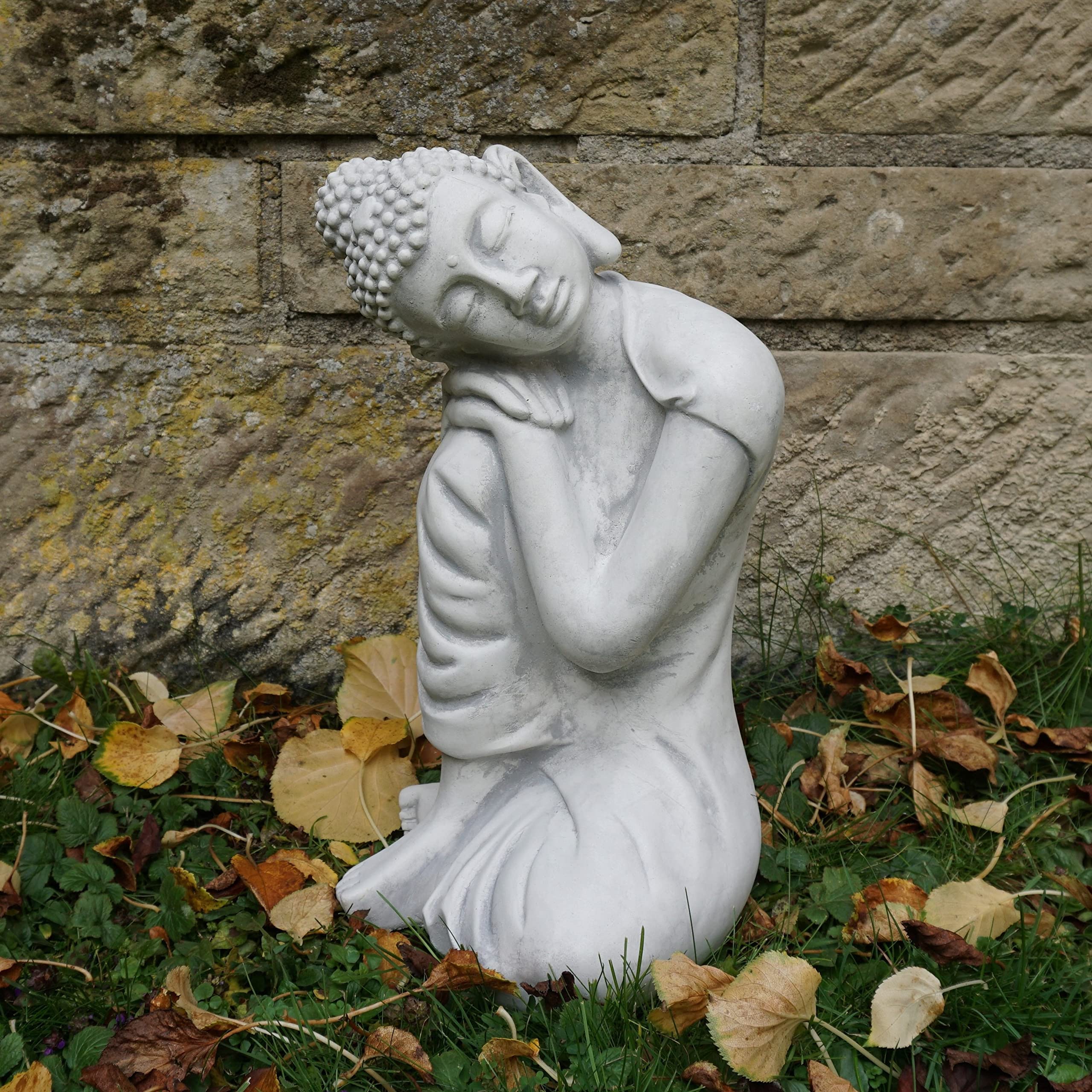 gartendekoparadies.de Statua di pietra del Buddha, altezza 38 cm, 13 kg, grigio resistente al gelo in pietra gres per esterni