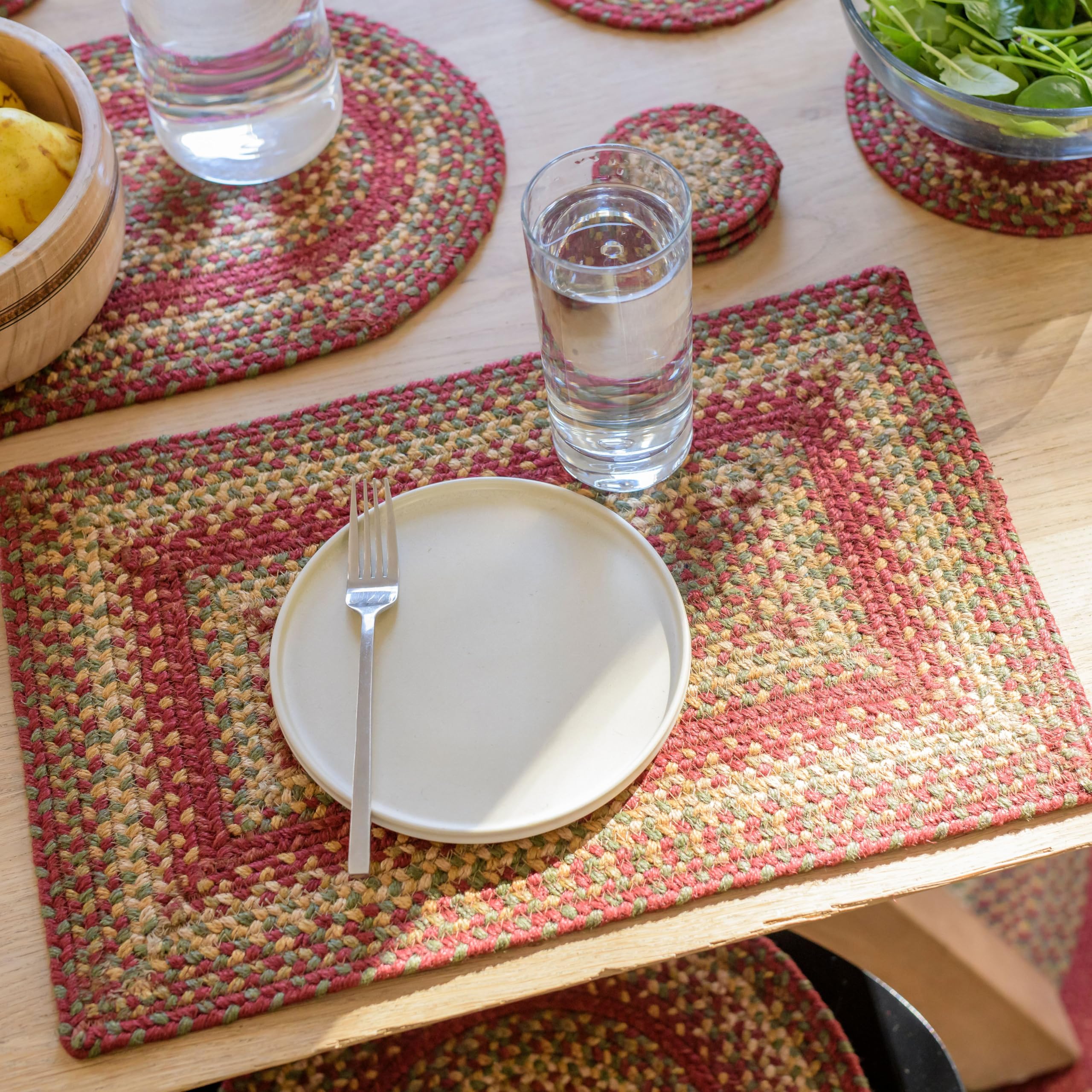 Homespice Cider Barn Dining Placemats, Warm Country Rustic Decor, Set of 6, Red - 13x19 Rectangle Table Mats - Vibrant Colors, Durable, Easy to Clean