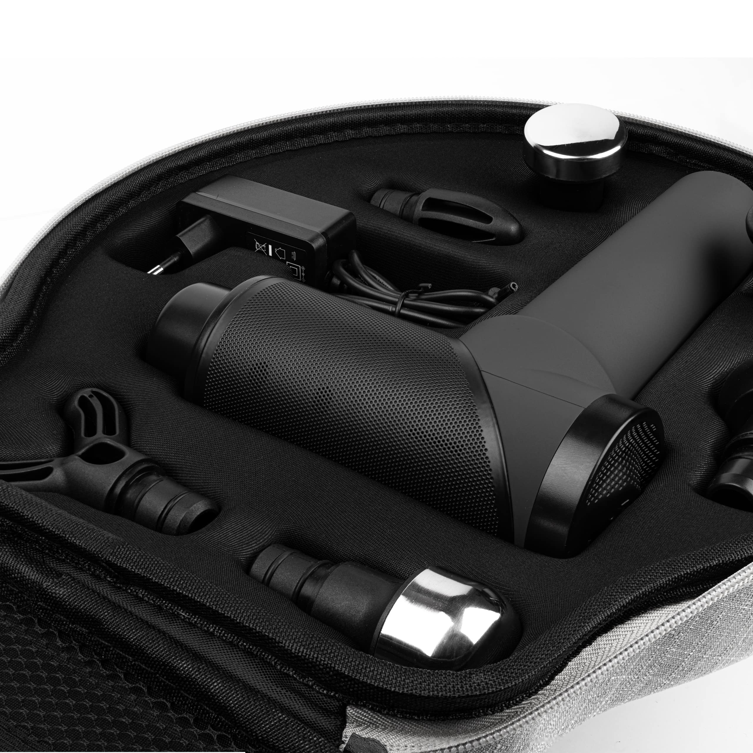 OrthoMechanik® 3.0 | OrthoGun | Hochwertige Massagepistole mit App & 7 Aufsätzen I inkl. Koffer | 160W Motor & 5 Intensitäten für Schmerzlinderung & Entspannung I Bis zu 360 Min. Laufzeit
