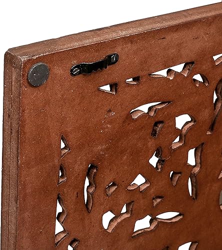 Miniatura 4 de Light & Pro Panel de arte de pared de madera de 24 x 24 pulgadas, decoración de pared decorativa marrón tallada a mano para sala de estar,