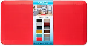 ComfiLife Anti Fatigue Floor Mat – 3/4 Inch Thick Kitchen Mats for Floor, Standing Desk Mat, Kitchen Rug – Comfort at Home, Office – Durable – Stain Resistant – Non-Slip (24" x 70", Scarlet Orange)