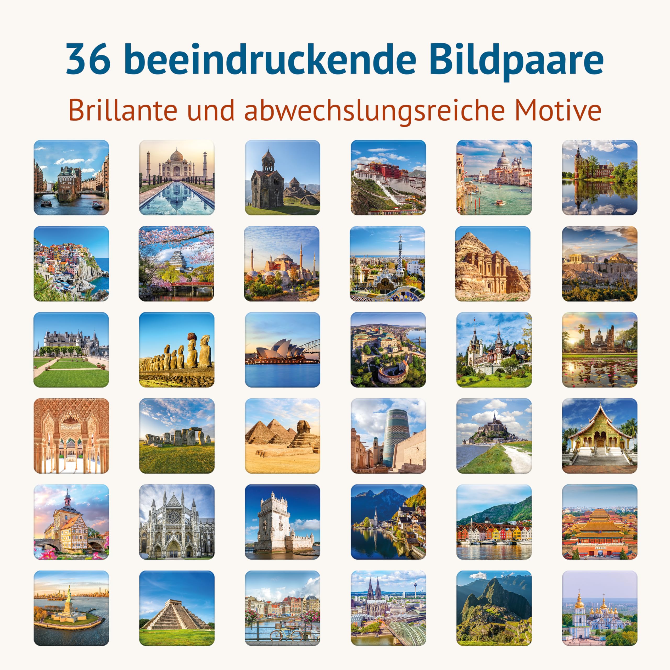 Starnberger Spiele - Weltkulturerbe Memospiel - Kartenspiel für Erwachsene und Kinder ab 6 Jahren - Geschenk für Reise- und Kulturliebhaber