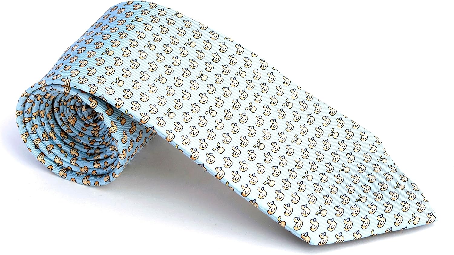 Men's 100% Silk Neckties Duck Printed Tie (Light Blue)