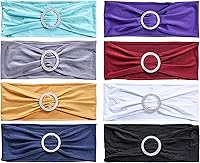 Vista 6 de Obstal 10 cintas elásticas de elastano para sillas de recepción de boda, bandas elásticas universales para silla con hebilla deslizante
