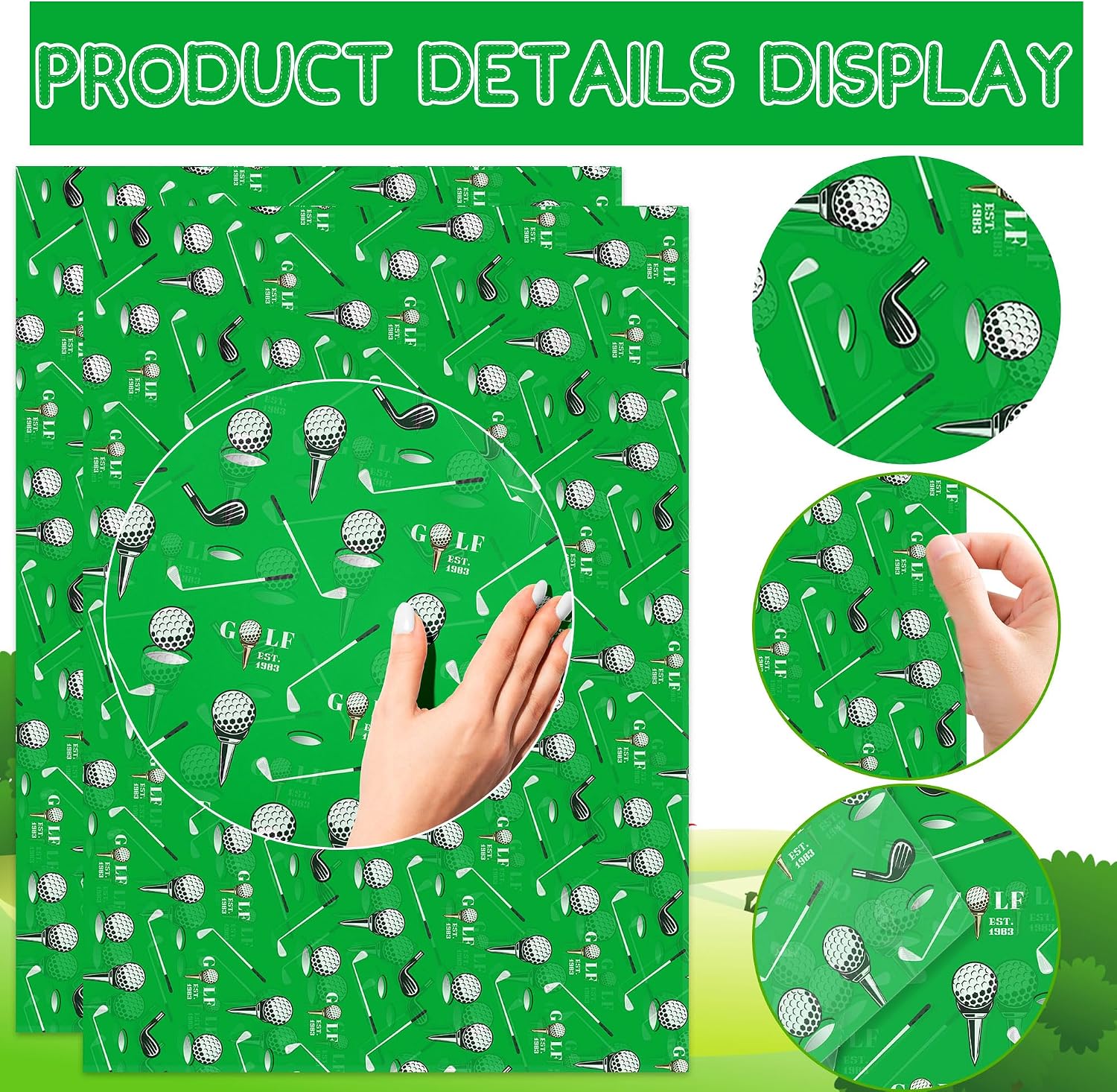 Thirty and Thirsty 50 Sheets Green Golf Tissue Paper Sport Gift Wrapping Tissue Papers for Gift Bags Packaging Golf DIY Art Craft Sport Birthday Party Favors Supplies Decor