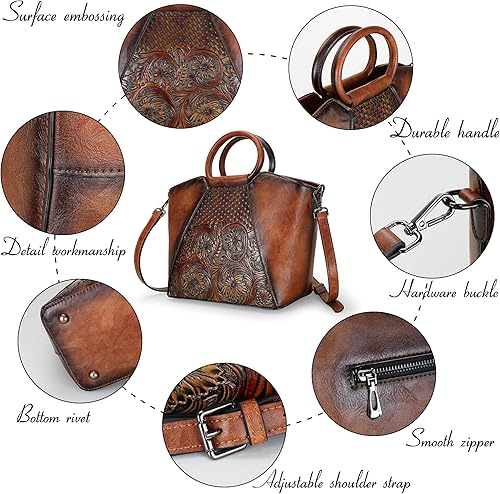 Miniatura 4 de Bolso bandolera para mujer, bolso cruzado con asa superior, bolso mediano de cuero para el hombro