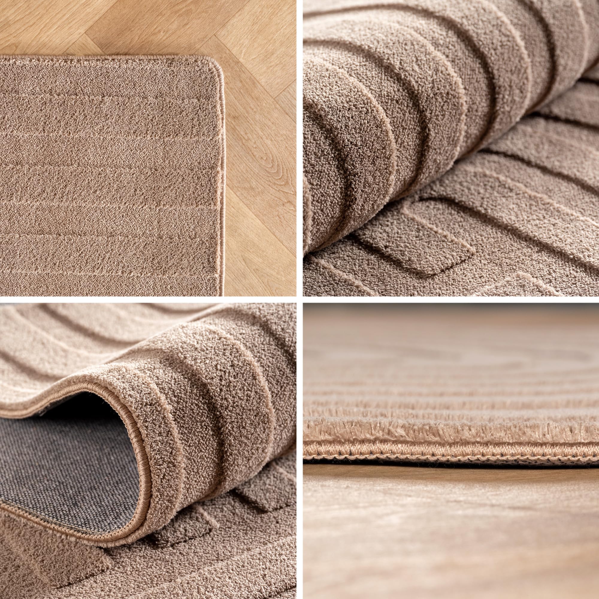 Carpetsale24 Boho Teppich 200 x 290 cm Beige, Weicher Skandinavischer Kurzflor mit 3D-Effekt, Waschbar & Pflegeleicht, Großer Teppich für Wohnzimmer, Esszimmer oder offene Räume