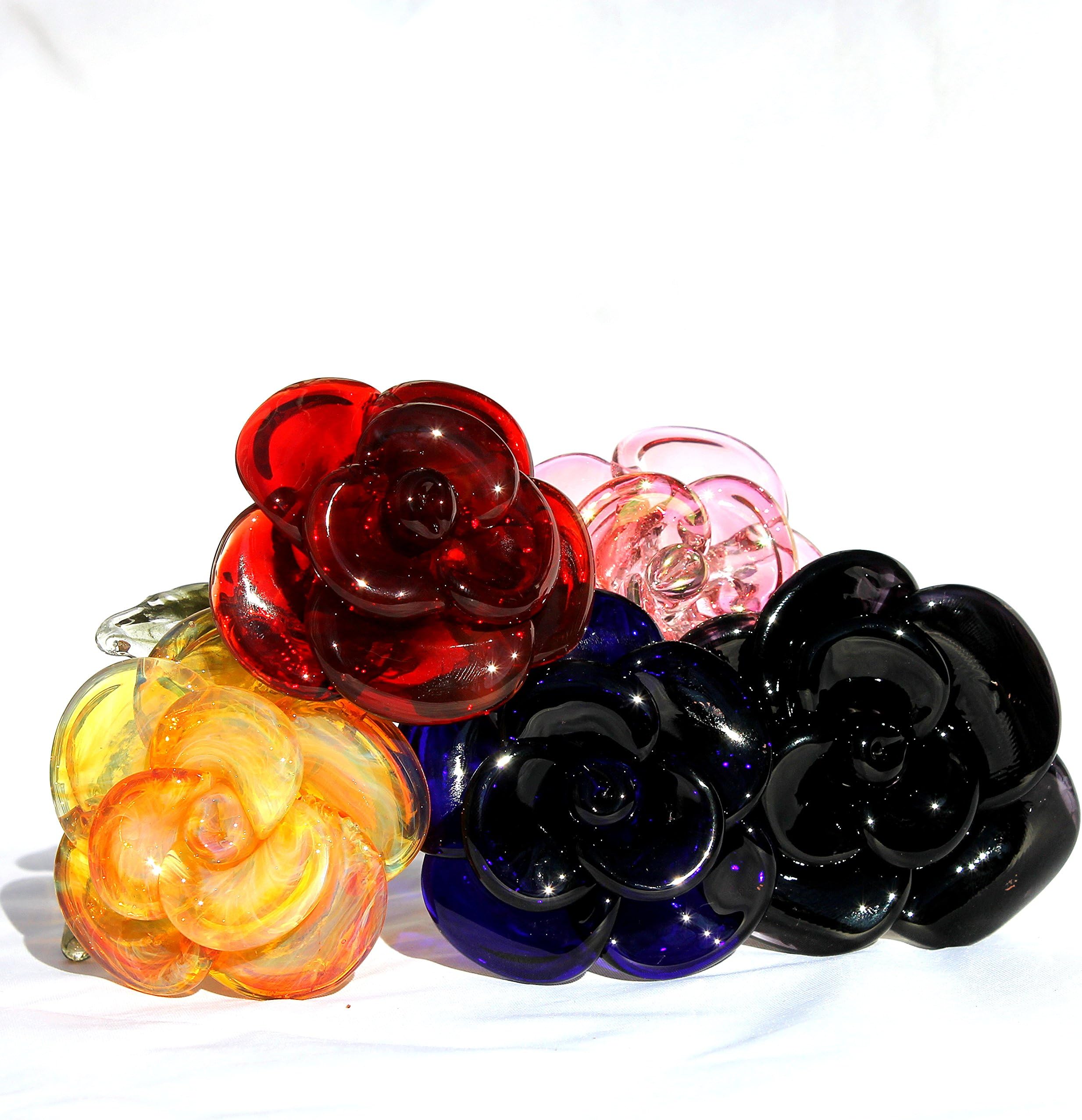 Glass Rose Long Stemmed Flower Handmade, Forever Untamed Rose Hand Blown Extra Large Rose