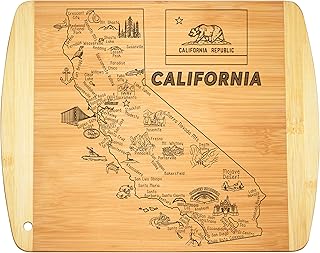 California State Map Cutting Board - Bamboo California Serving Board 11" x 8.5", Small Charcuterie Snack Board, California Housewarming Gift, CA Souvenir Kitchen Decor by Bambüsi