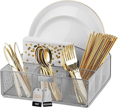 ELTOW Soporte para utensilios de cubiertos Organizador de cubiertos para acampar con 6 secciones para utensilios y condimentos Organizador de