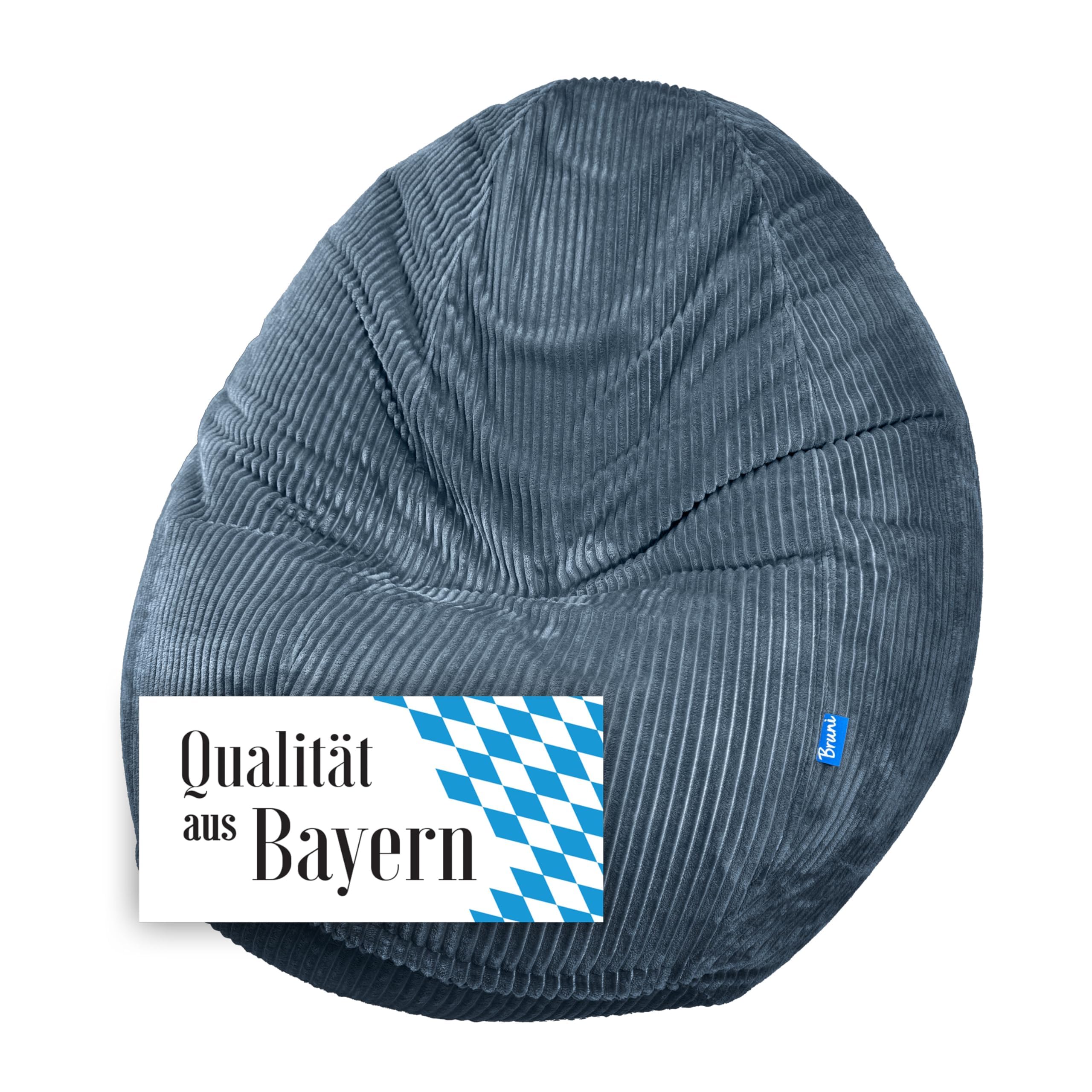 Bruni Classico Cord M in blu scuro – Grande pouf da interno con fodera interna e imbottitura, prodotto in Germania