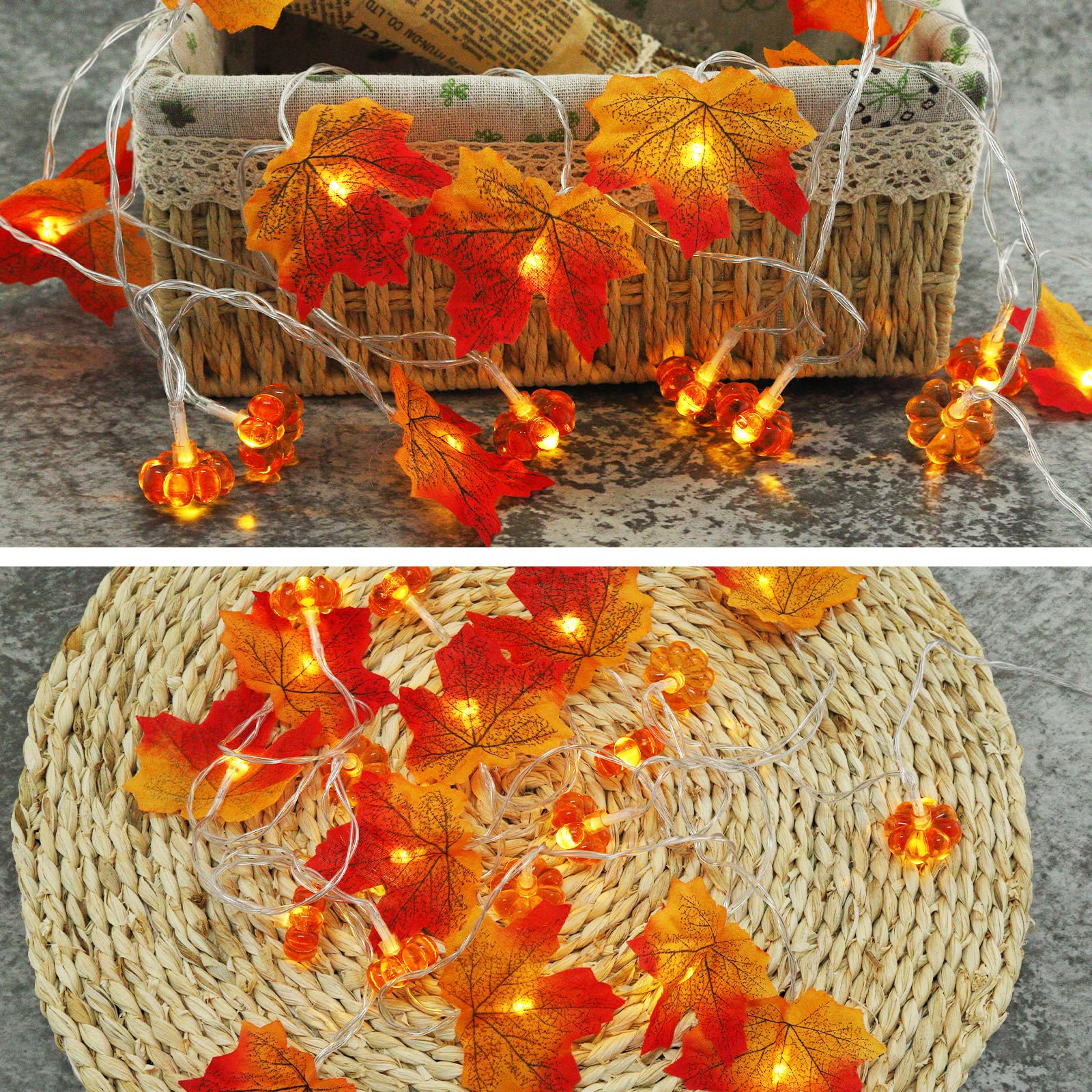 Kimuwote Halloween Guirlandes Lumineuses, 3 M 20LED Guirlande Lumineuse Citrouille, Decoration Halloween Pour L'intérieur Et L'extérieur,Jardin, Festival, Party (Blanc Chaud