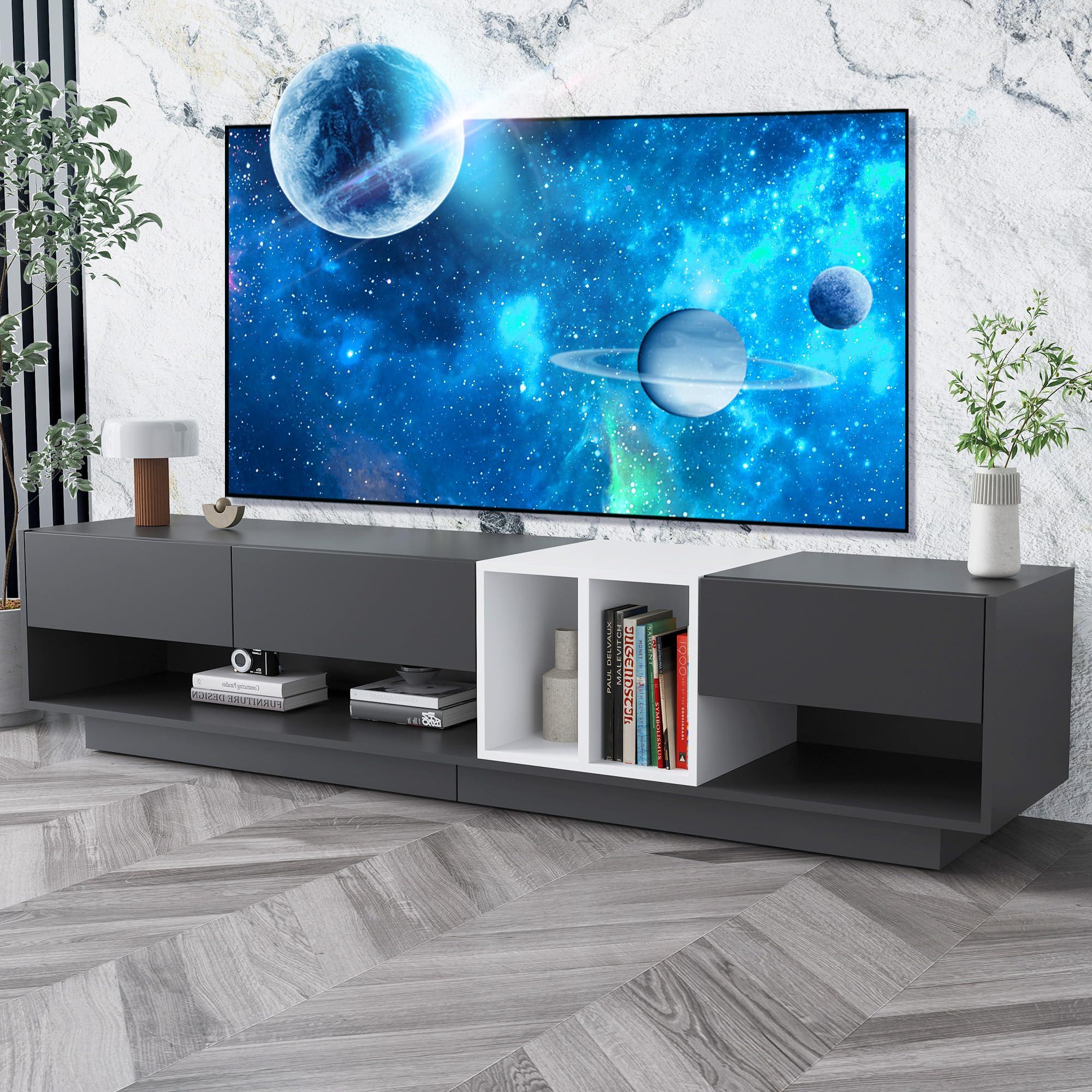 Amazon.com: Modern TV Stand for 80 Inch TV, Long