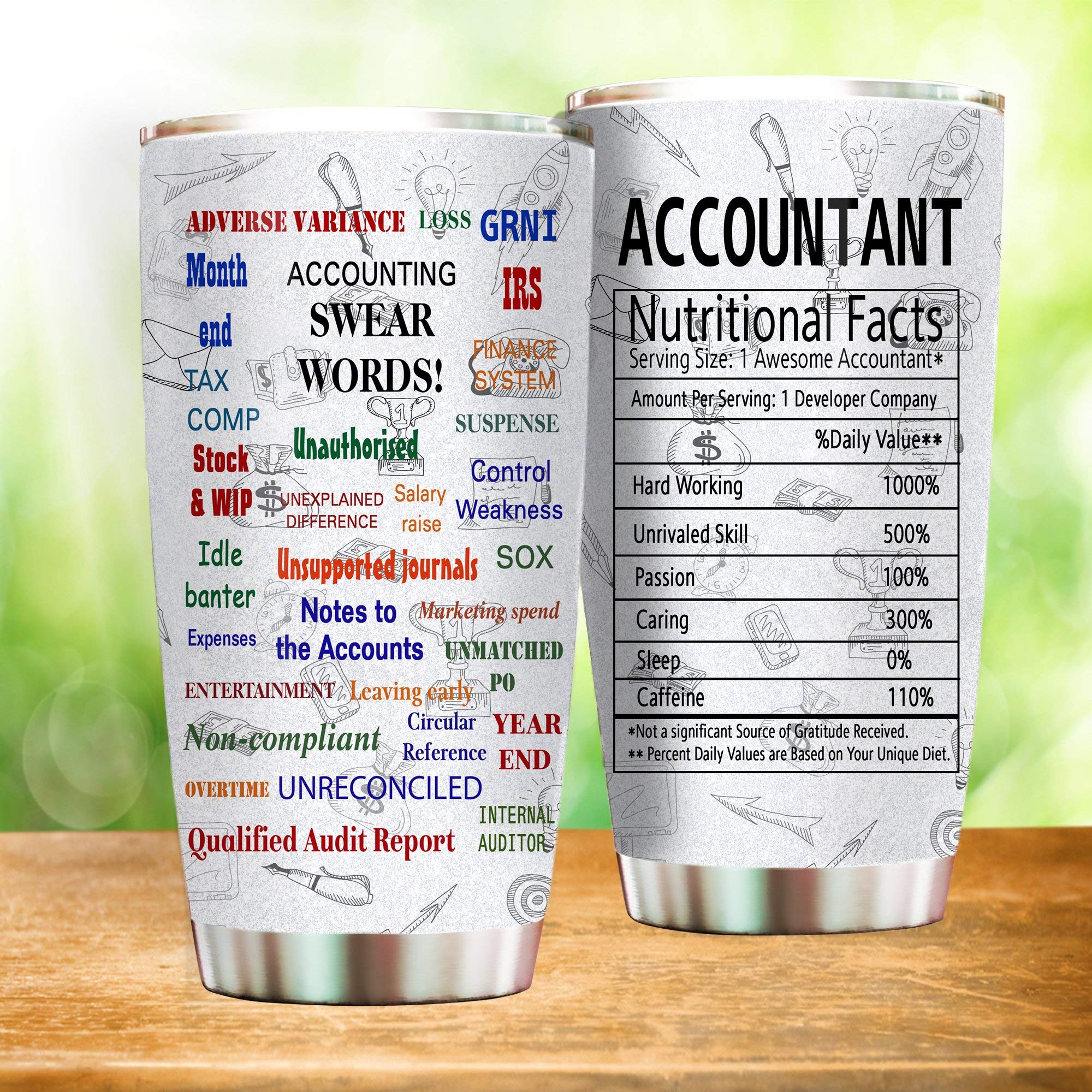 Amazon.com | Accountant Nutrition Facts Funny Gifts For Mother Father  Brother Sister From Daughter Son Friendship Besties Forever Youth Coworker  Tumbler 20oz: Tumblers & Water Glasses