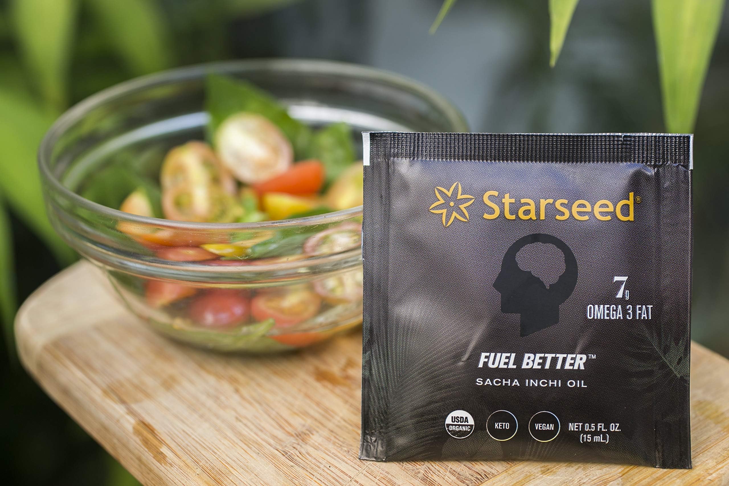 Starseed Organic Sacha Inchi oil, omega oil for on the go brain fuel, 0.5 fl oz. (15ml) Travel friendly Pouch, 10-count