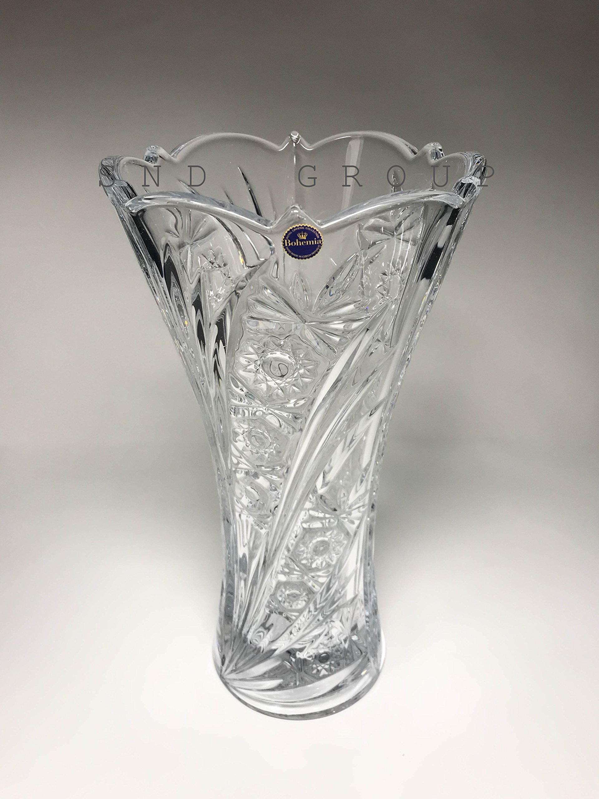 Czech Bohemian Crystal Glass Vase 12 Height Plantica Rose