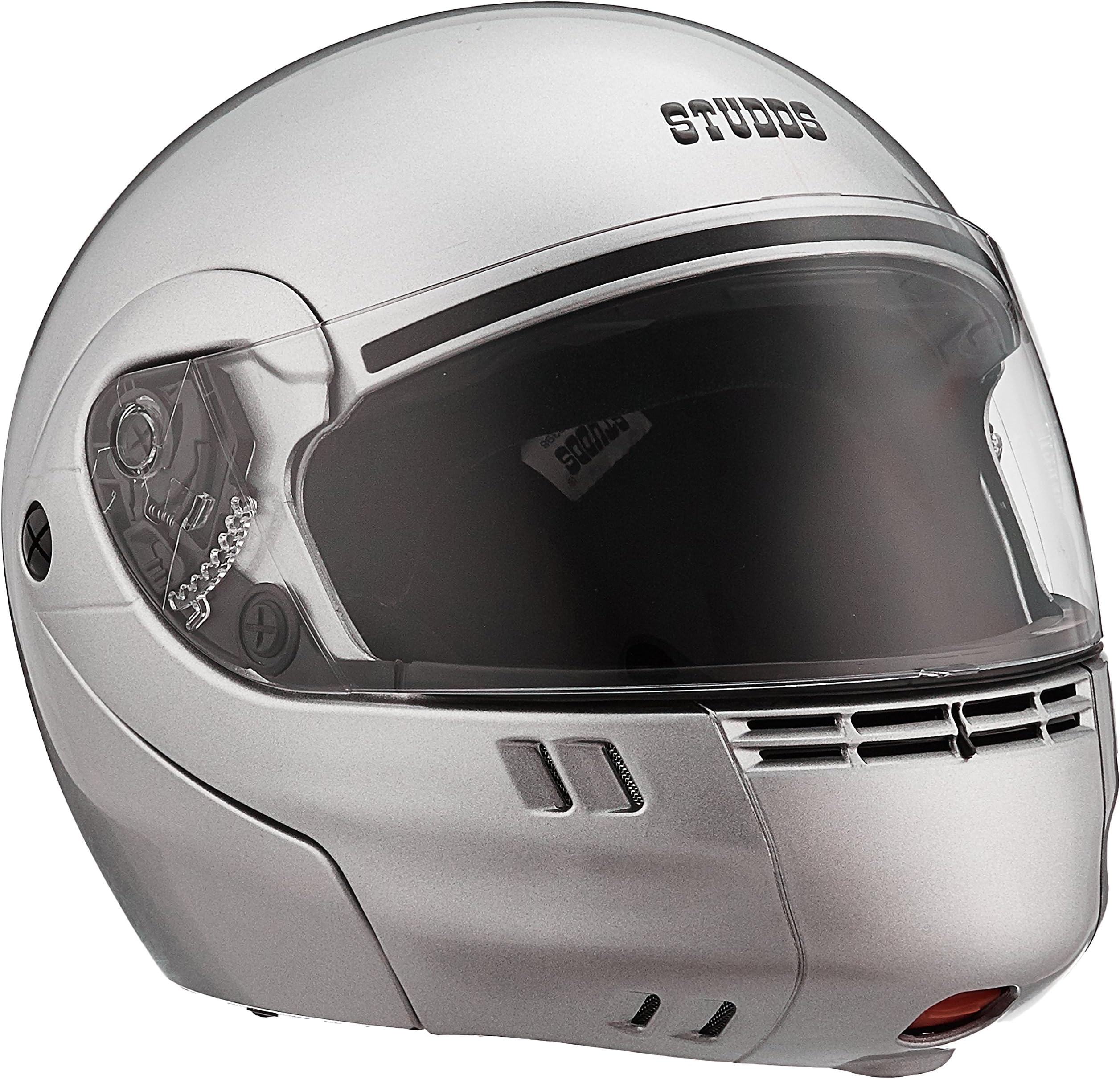 Studds Ninja 3G ECO Flip Up Full Face Helmet (Silver Grey, L)