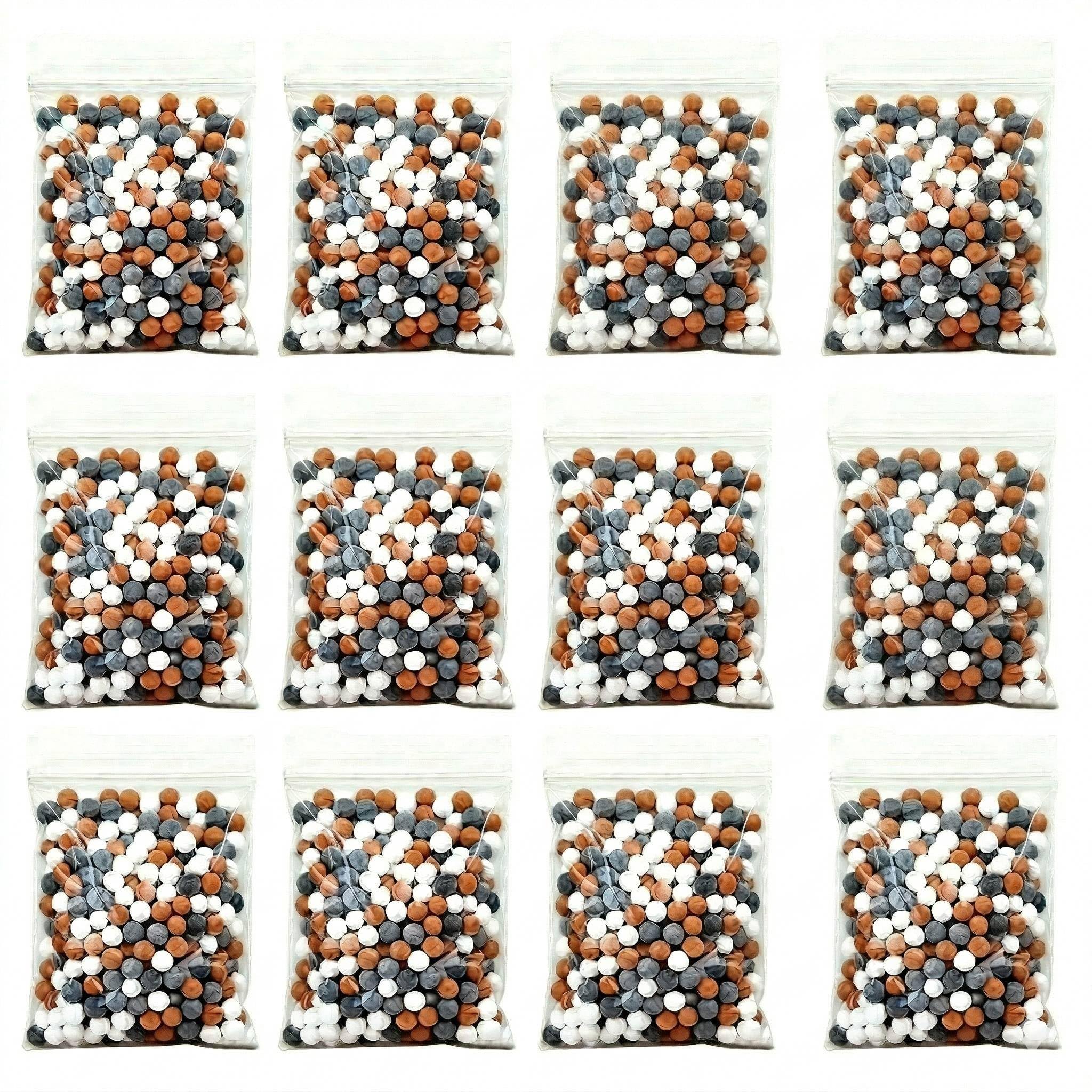 Bolas Minerales Filtro Ducha, Set de 12 Mineral Shower Filter Balls, Bolsas de Bolas Minerales de Iones Negativos como Relleno para Filtro Iónico de Cabezal de Ducha, Ayuda a Acondicionar el Agua