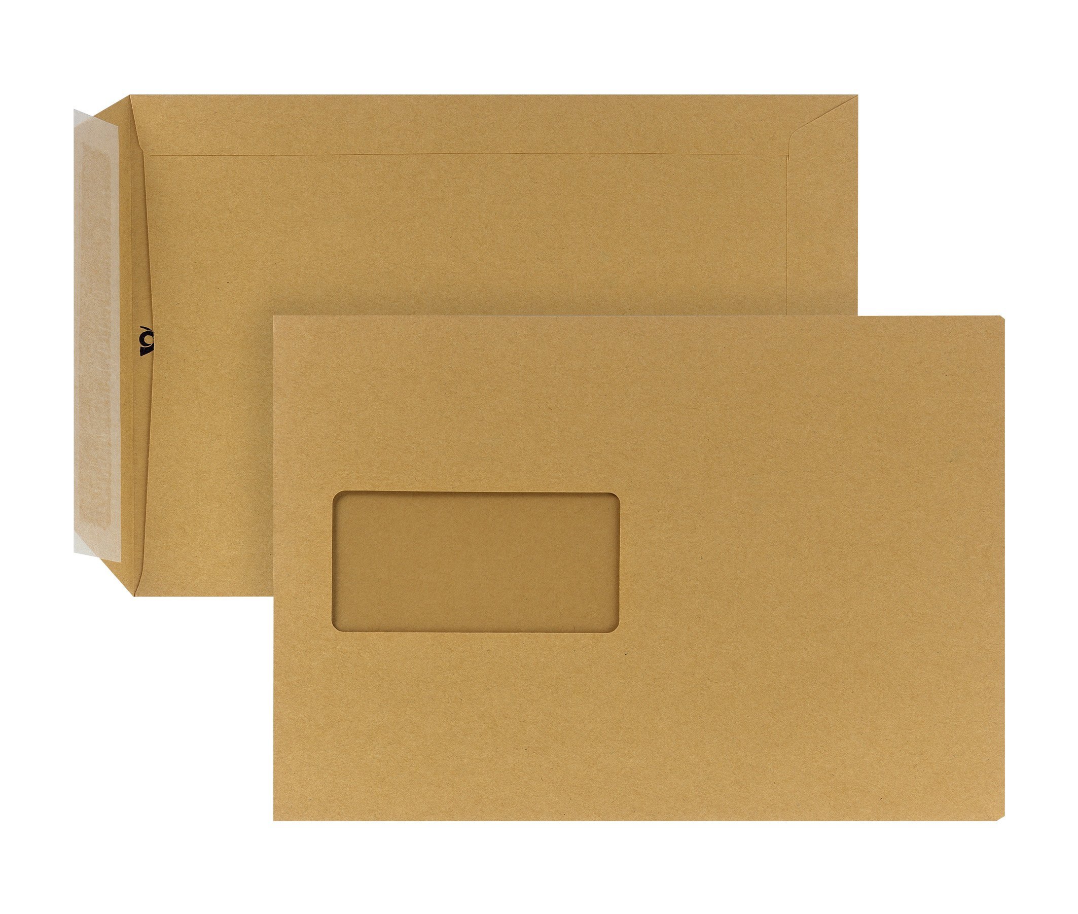 POSTHORN Versandtasche C5 (500 Stück), haftklebende Versandtaschen mit Fenster, braune Versandtaschen für die tägliche Korrespondenz, Geschäftspost und Co., 229 x 162 x1 mm, 90g/m²