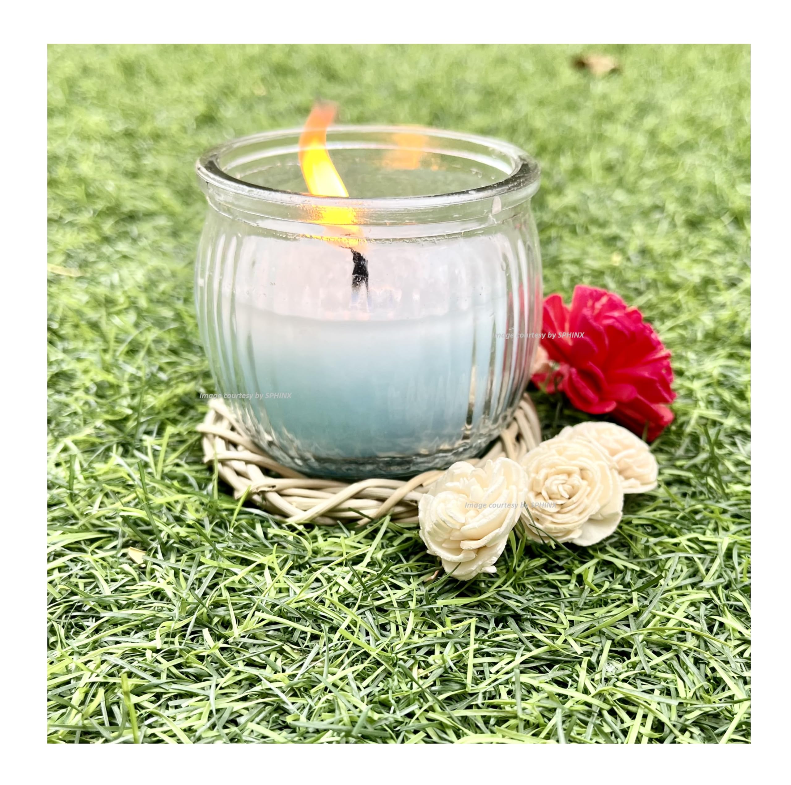 SPHINX Votive Candle Jar - Smokeless & Non-Toxic, Long Burning Up to 20 Hours, Home Decor & Gift Set with Decorative Accessory- (Ribbed Pumkin Votive - 2 Pieces)