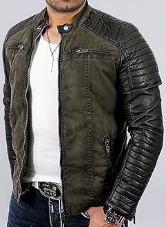 RED BRIDGE Men's Jacket Slim-Fit Casual Faux Leather Cotton Biker Modern Coats