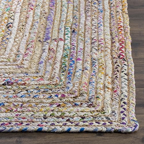 Miniatura 4 de SAFAVIEH Cape Cod Collection - Alfombra de pasillo, 2 pies 3 pulgadas x 6 pies, beige y multicolor, hecha a mano de yute trenzado y algodón, ideal