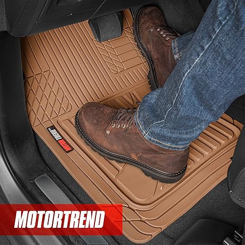 Miniatura 2 de Motor Trend FlexTough - Alfombrillas de goma de rendimiento avanzado con forro de carga para maletero, juego combinado delantero y trasero que se