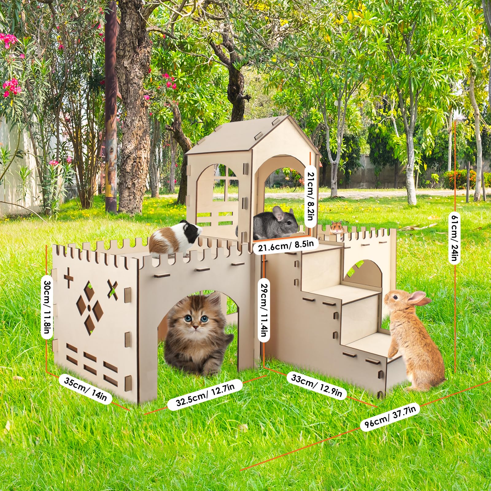 Amazon.com : Bissap Wooden Rabbit Hideout Castle, Extra Large