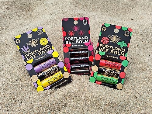 Miniatura 6 de Portland Bee Balm Bálsamo labial a base de cera de abeja natural hecho a mano, sin perfume, surtido de cítricos yuzu y lavanda, 3