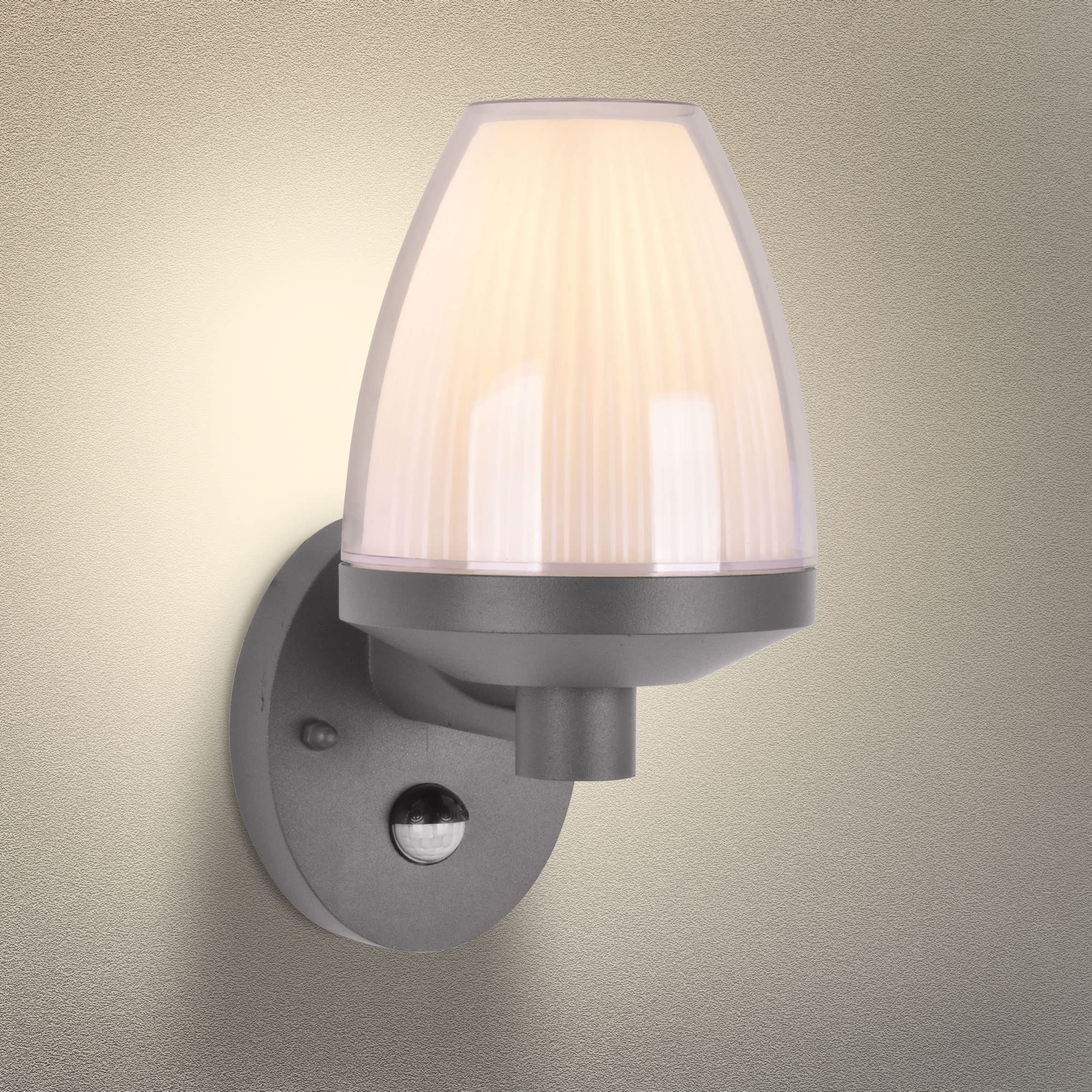 Maxkomfort Außenwandleuchte Anthrazit IP44 mit Bewegungsmelder für E27 LED (Max 25W) – Automatische Wandlampe aus Aluminium für mehr Sicherheit an Garten, Haustür & Fassade