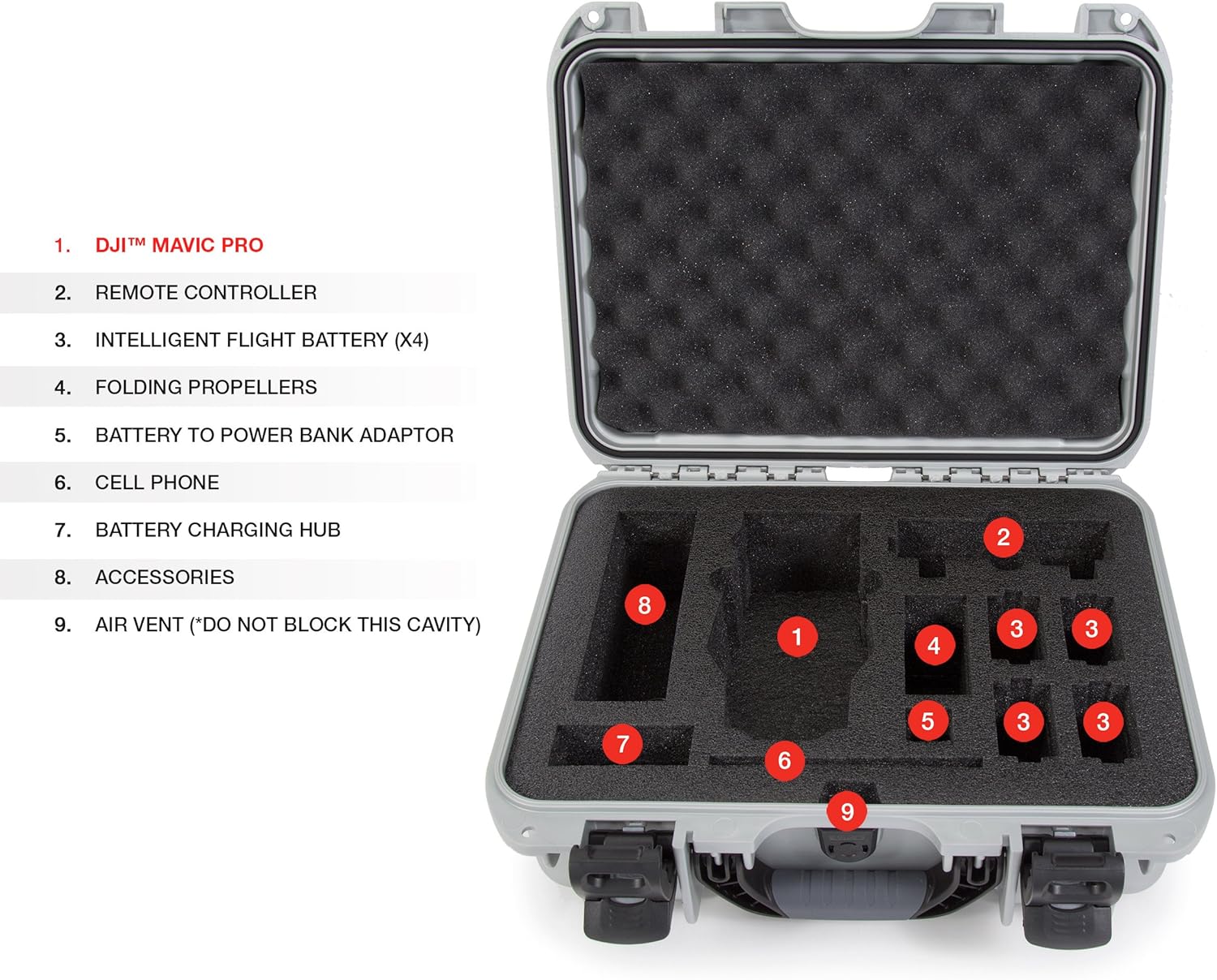 Get Discount 70% Price Nanuk DJI Drone Waterproof Hard Case with Custom Foam Insert for DJI Mavic PRO - Silver (920-MAV5)