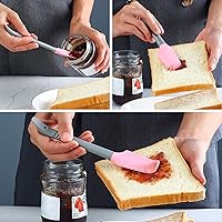 Vista 5 de Silicone Mini Spatula, Curved Small Spatula, Kitchen Jar Spatula, Wet Pet Food Can Spoon, for Cooking Baking Frosting or Mixing, 6pcs