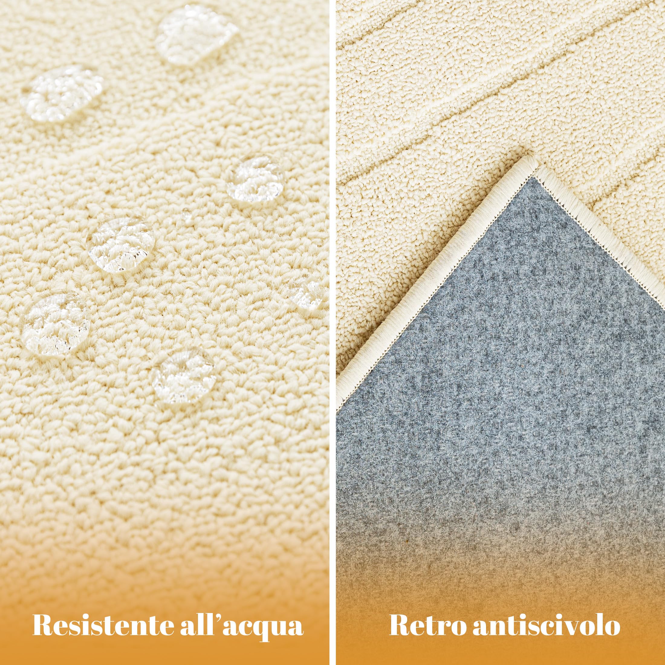 Sonive Tappeto da Cucina Motivo a Linee, Impermeabile, Antiscivolo, Lavabile, Morbido per Interni/Esterni (Soggiorno, Camera, Cameretta) 160x230 cm Beige