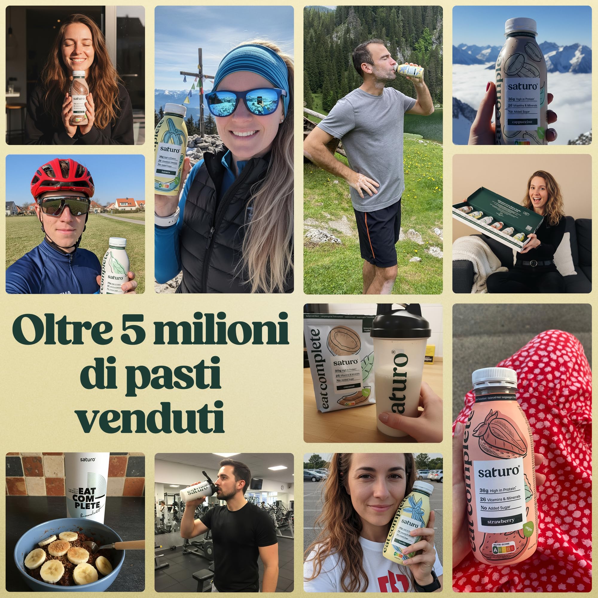 Saturo Pasto Sostitutivo Frullato Gusto Vanilla | 36 g di proteine & senza zucchero | 400 kcal | Vegano | Pasto Bevibile con Nutrienti Essenziali | Vaniglia | 6 x 400 ml