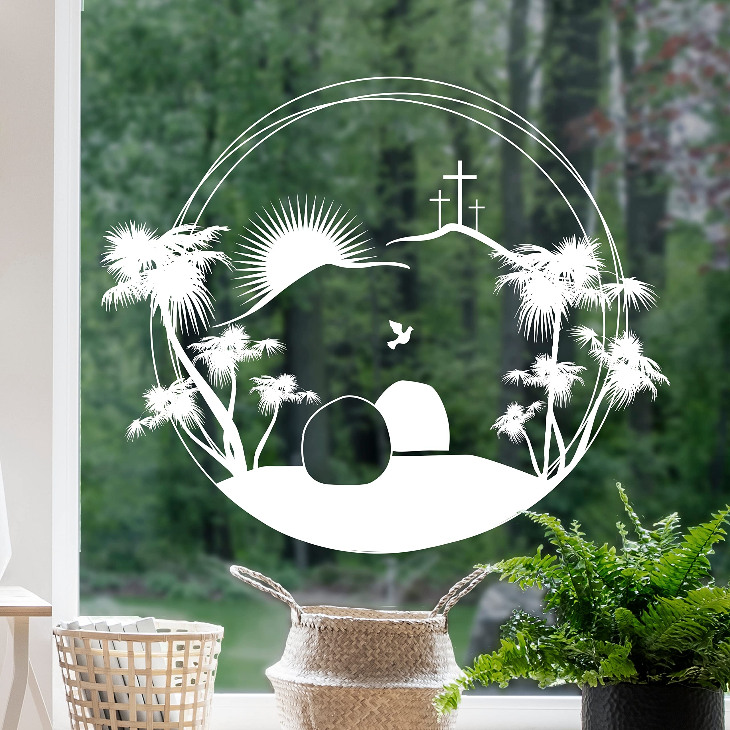 Dizzy Duck Religious Window Cling Sticker Reusable - Christian Easter Window Decal Décor Decorations - Easter Story Ring Small