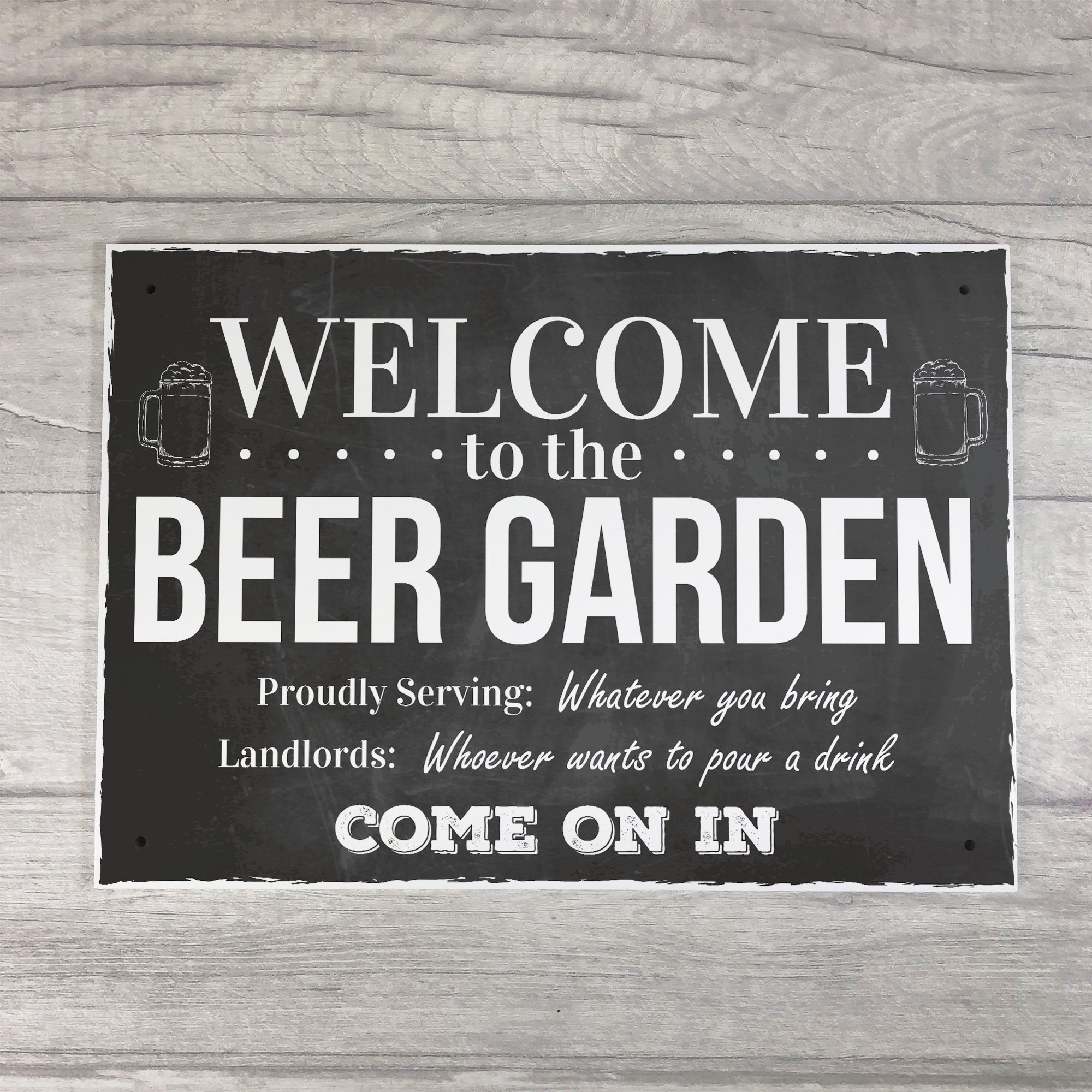 Red Ocean Chalk Welcome To The Beer Garden Hanging Alcohol Wall Sign Landlord Pub Garden Sign Gift