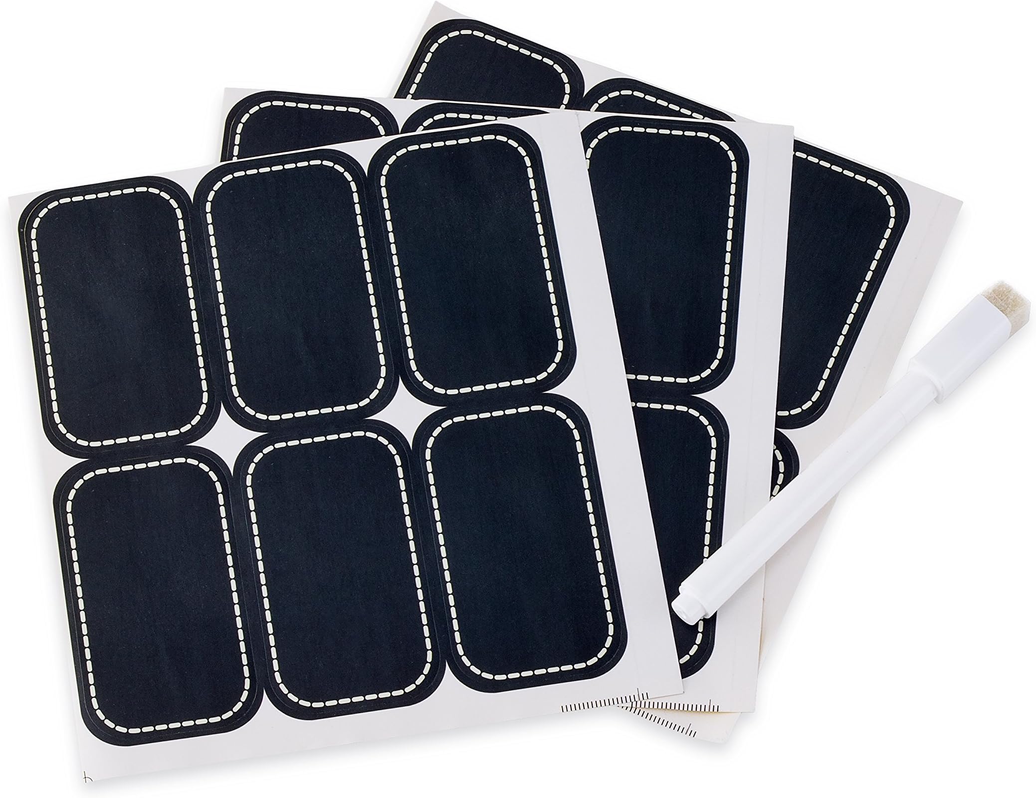 Unique Chalkboard Labels for Mason Jars- 18pc Rectangle Label Set - Medium Size Stickers (2.8”*1.6”) Reusable - Matte Color Finish